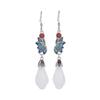 Chinese Retro Style Enamel Earrings with Imitation Hetian Jade Lotus in 925 Sterling Silver for Women
