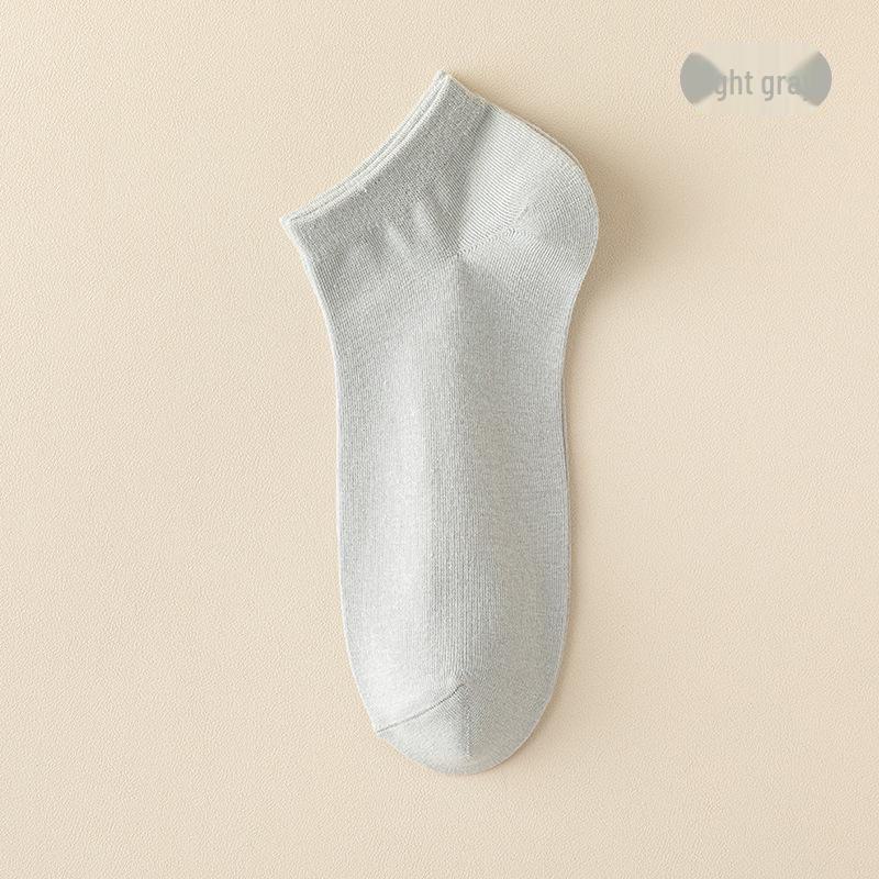 Men's Short Cotton Socks - Deodorant, Sweat-Absorbent, Solid Color, Thin, Black for Spring & Summer.
