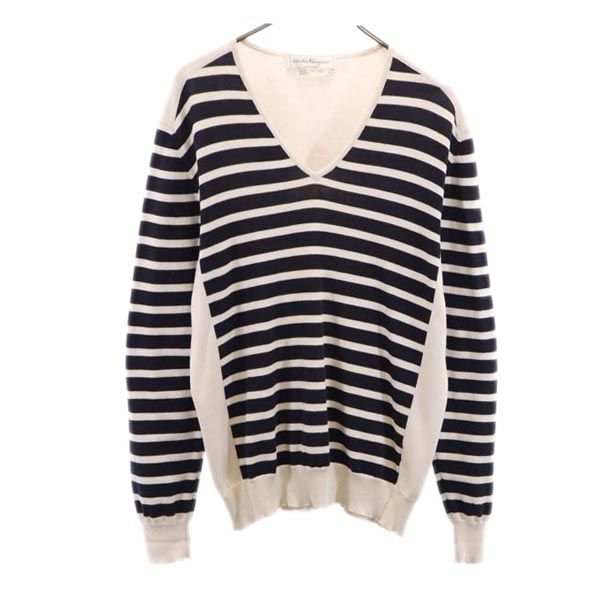 Salvatore Ferragamo Сделано в Италии Узор с бордюром Хлопковый трикотаж с длинным рукавом Женский Б/у