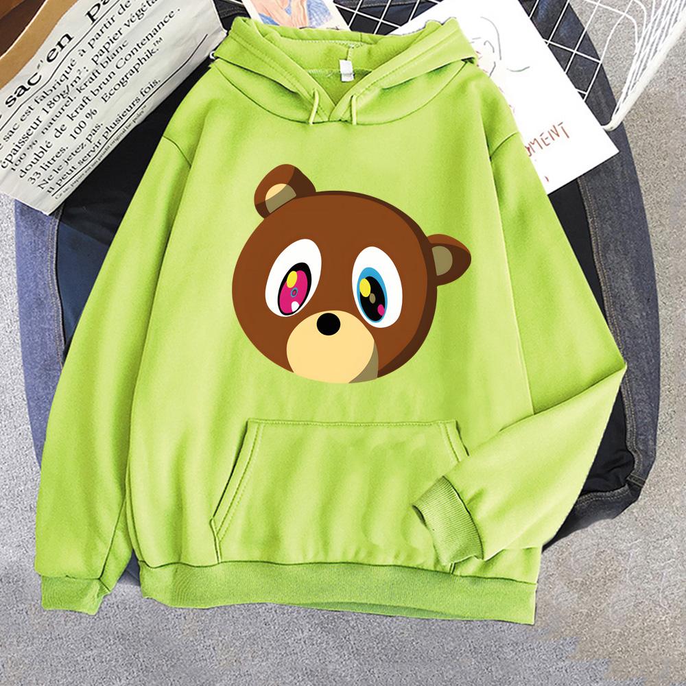 Kanye West Cartoon Tops Popular Characters Print Hoodies Male Fashion Street Sweatshirts Autumn Casual Fleece Hooded Pullovers