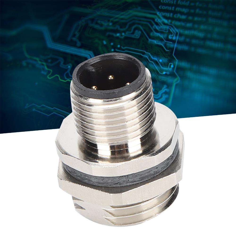 Automation 4 Pin M12BP4 Connector M16 Thread Waterproof Panel Mounted Front Mount 4A 250V Connector Adapter Control System