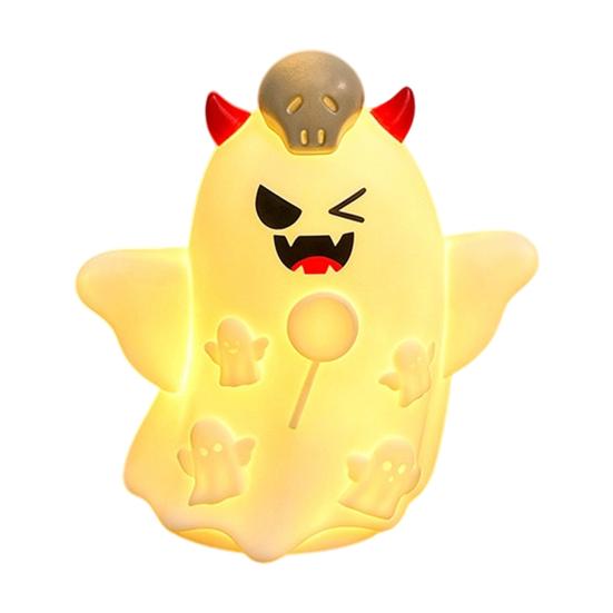 Safe Flameless Candle Cute Halloween Ghost/Pumpkin LED Night Light for Desktop Decoration, Battery Operated Table Lamp Nursery with Warm