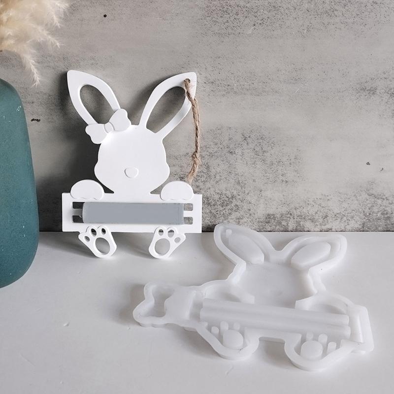 Bunnies Shape Resin Pendant Molds with Hole Epoxy Resin Silicone Molds for Making Keychain Pendant Chocolate Baking