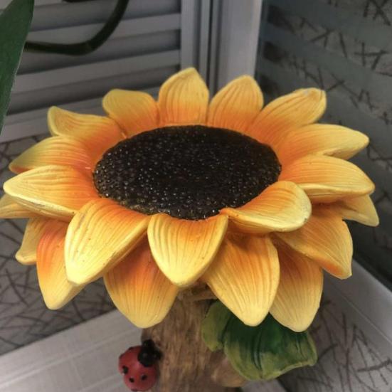 Sunflower Bird Bath Flower Pedestal Birdbath Sunflower Water Bowl Birdseed Tray
