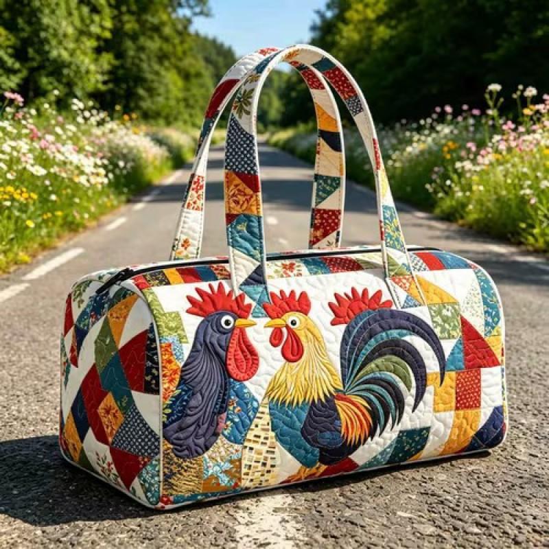 TEMU Quilted Travel Bag Fashion Print Womens Yoga Tote Gym