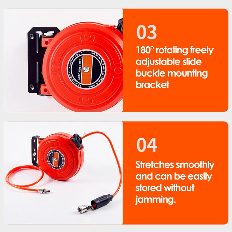 6m Einziehbarer Luftschlauchaufroller Automatischer Einziehbarer Luftkompressor-Schlauchaufroller Schwenkbarer Auslaufsicherer Luftschlauchaufroller Für die Automobilwartung