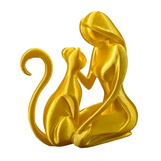 Abstract Women Cat Figurine 3D Printed Female Kitten Statue Sculpture Home Office Desktop Decoration Ornament