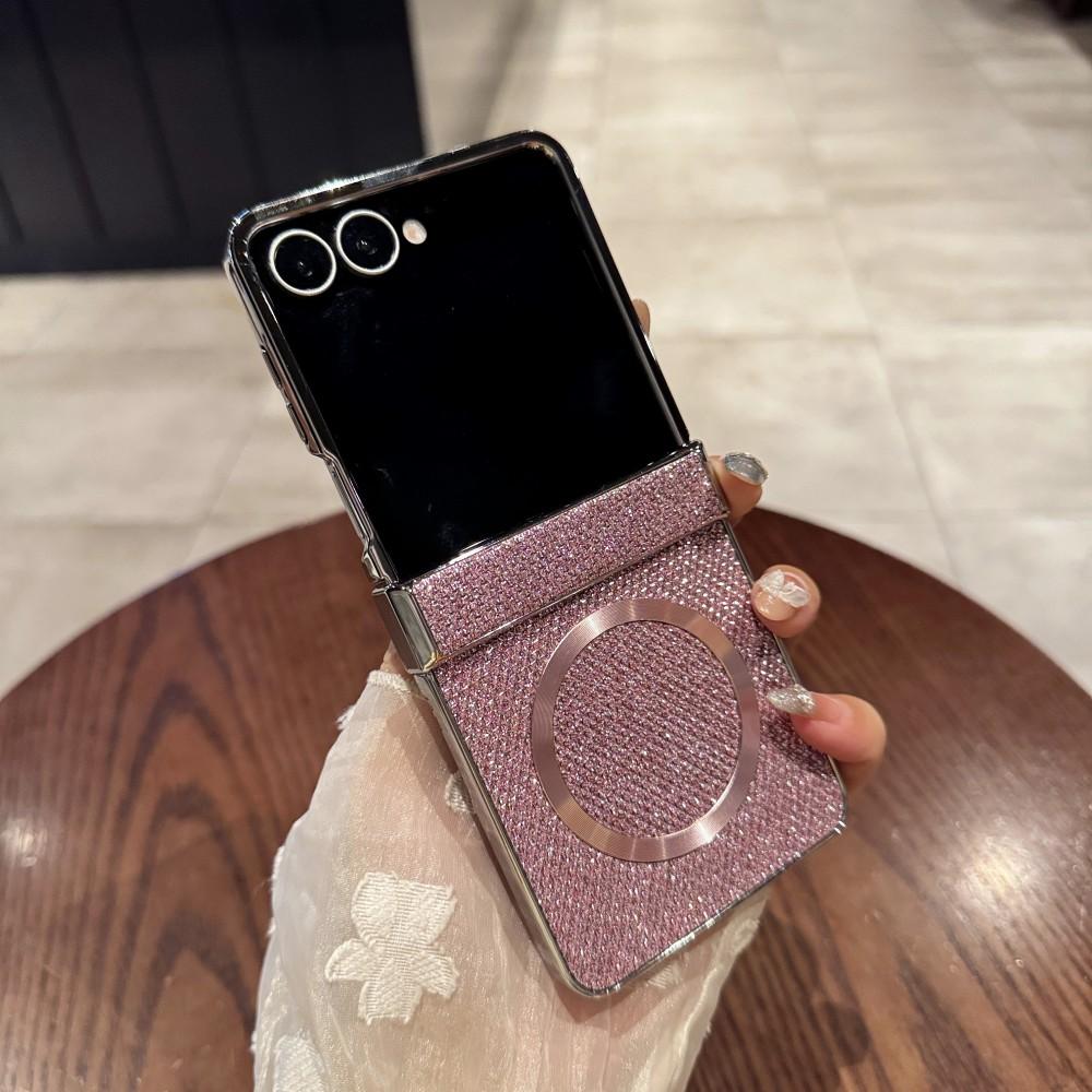 For Samsung Galaxy Z Flip 7 Case Fashion Glitter Magnetic Wireless Charging Protective Back Cover for Samsung Z Flip 7 Shell
