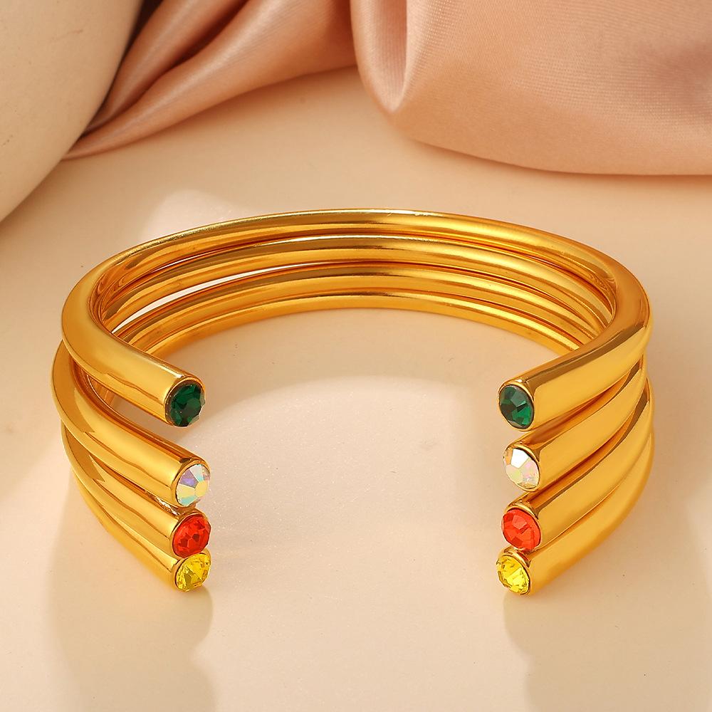 Multi-colored gemstone open bracelet light luxury minimalist color diamond temperament women's bracelet