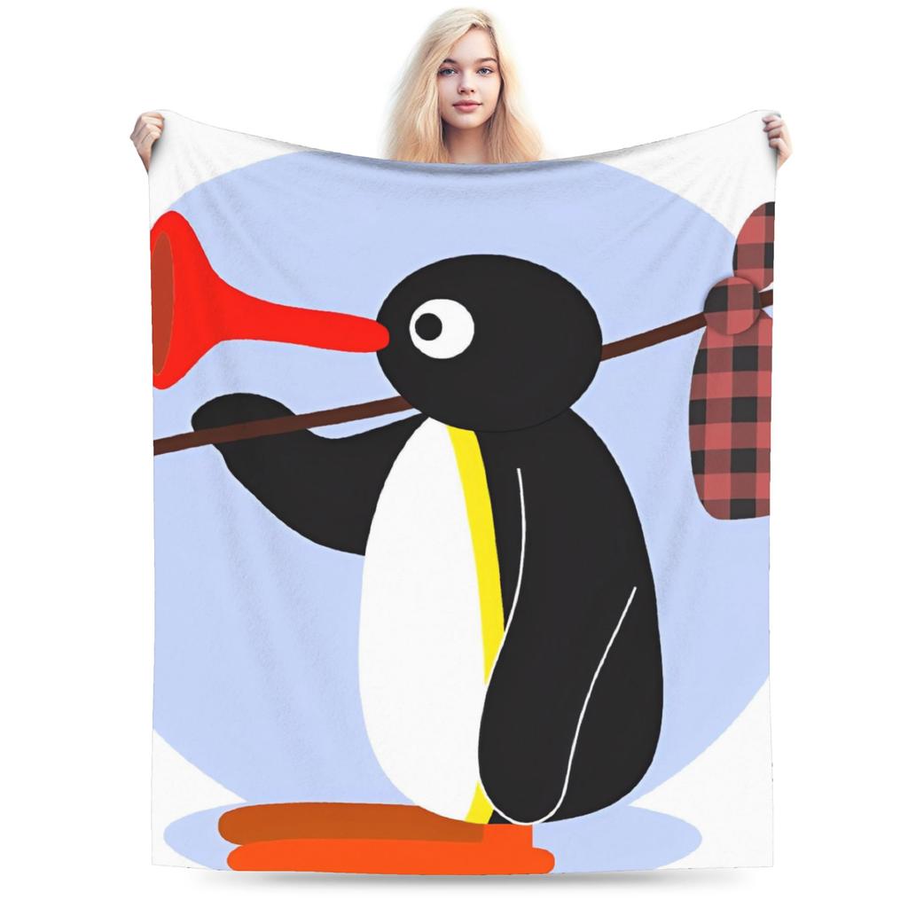 Warme Decke Junge Mädchen Picknick Pinguine Niedlich Überwurfdecke Flanell Tagesdecke für Sofa Bett Flauschige Sofabettdecke