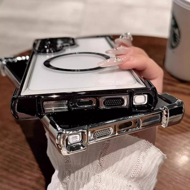 For Magsafe Clear Soft TPU Shockproof Cover For Samsung Galaxy S25 Edge S24 Ultra S23 FE S22 + Plus Magnetic Lens Film Plating Silicone Case