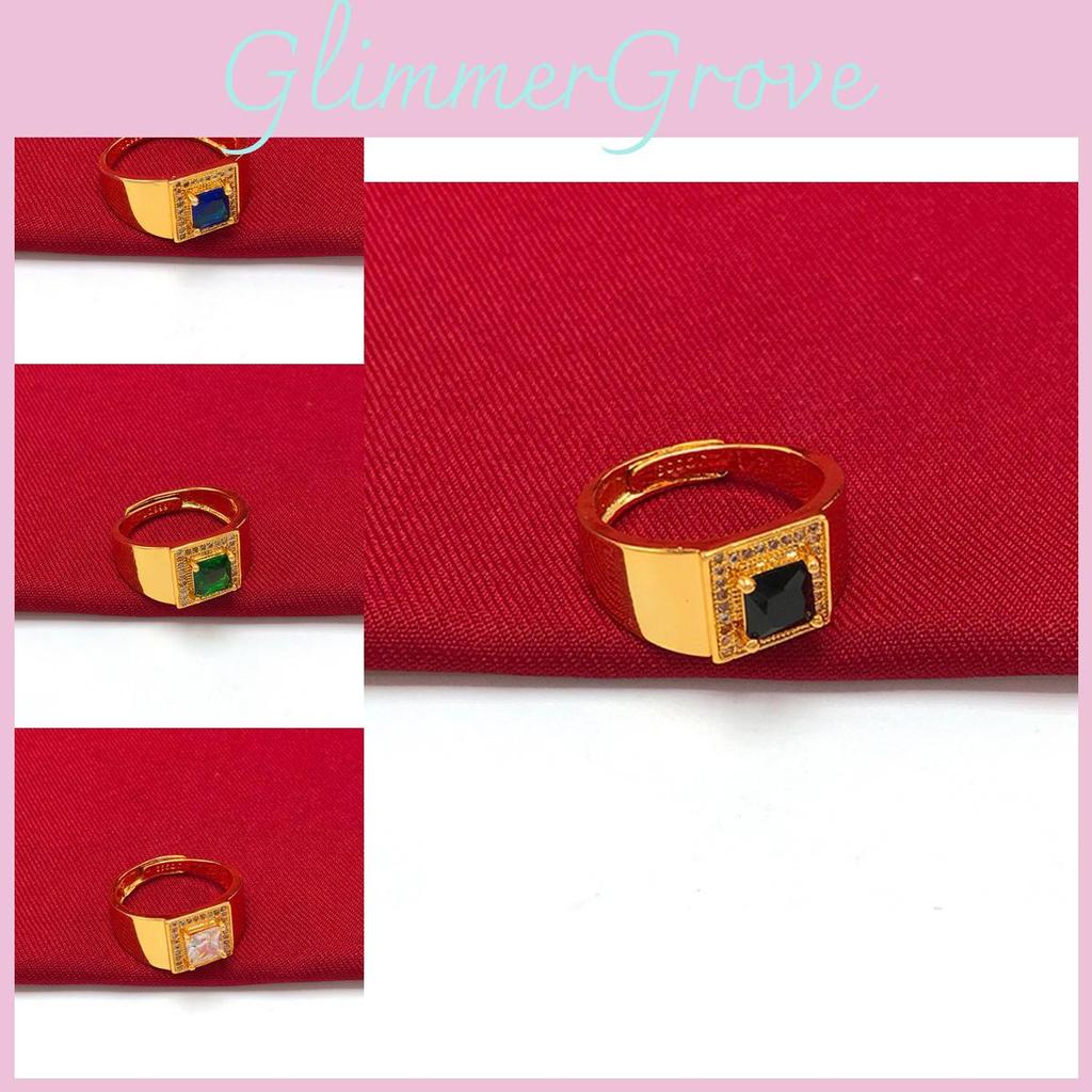 Green Trendy White And Black Brass Gold Plated Rings For Men With Beautiful Gem Sapphire