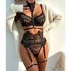 Sexy Lingerie Three-Piece Lace with Halter Foot Ring