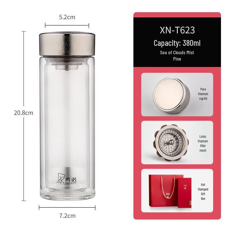 Xeno Double Wall Glass Tea Infuser Bottle