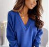 Long Sleeve Knitted Women Sweater V Neck Jumper Office Lady Button Loose Casual Pullover Sweaters