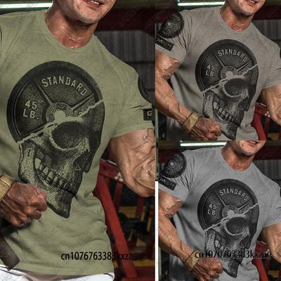 Letnia Koszulka Męska Fitness Casual Okrągły Dekolt Koszulki Treningowe Luźny Oddychający Sportowy Krótki Rękaw Top Power Workoout Koszulka Treningowa
