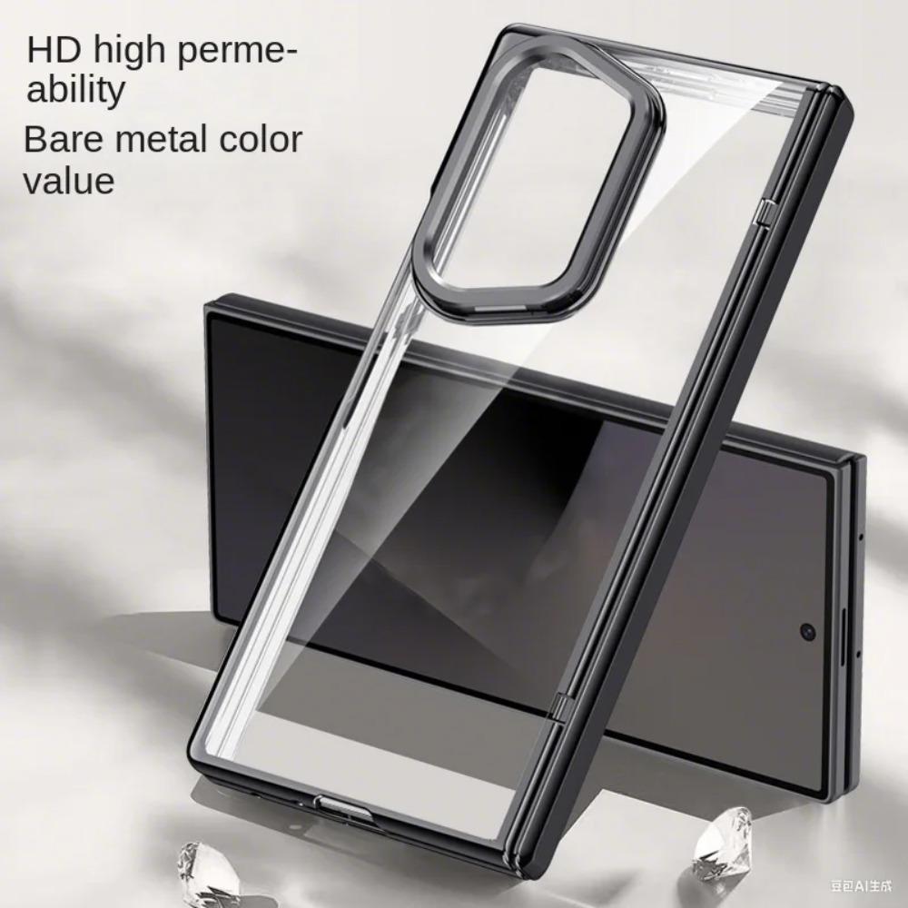 Transparent Privacy Screen Tempered Glass Protector Phone Case for Samsung Galaxy Z Fold7 All-inclusive Spring Hing Holder Cover