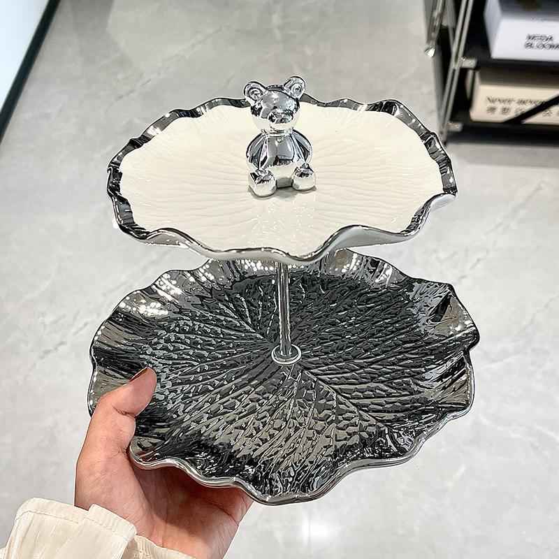

Light Luxury Ceramic Multi-layer Fruit Trays Living Room Home Coffee Table Snack Plate High-end Fruit Tray Front Desk Decoration