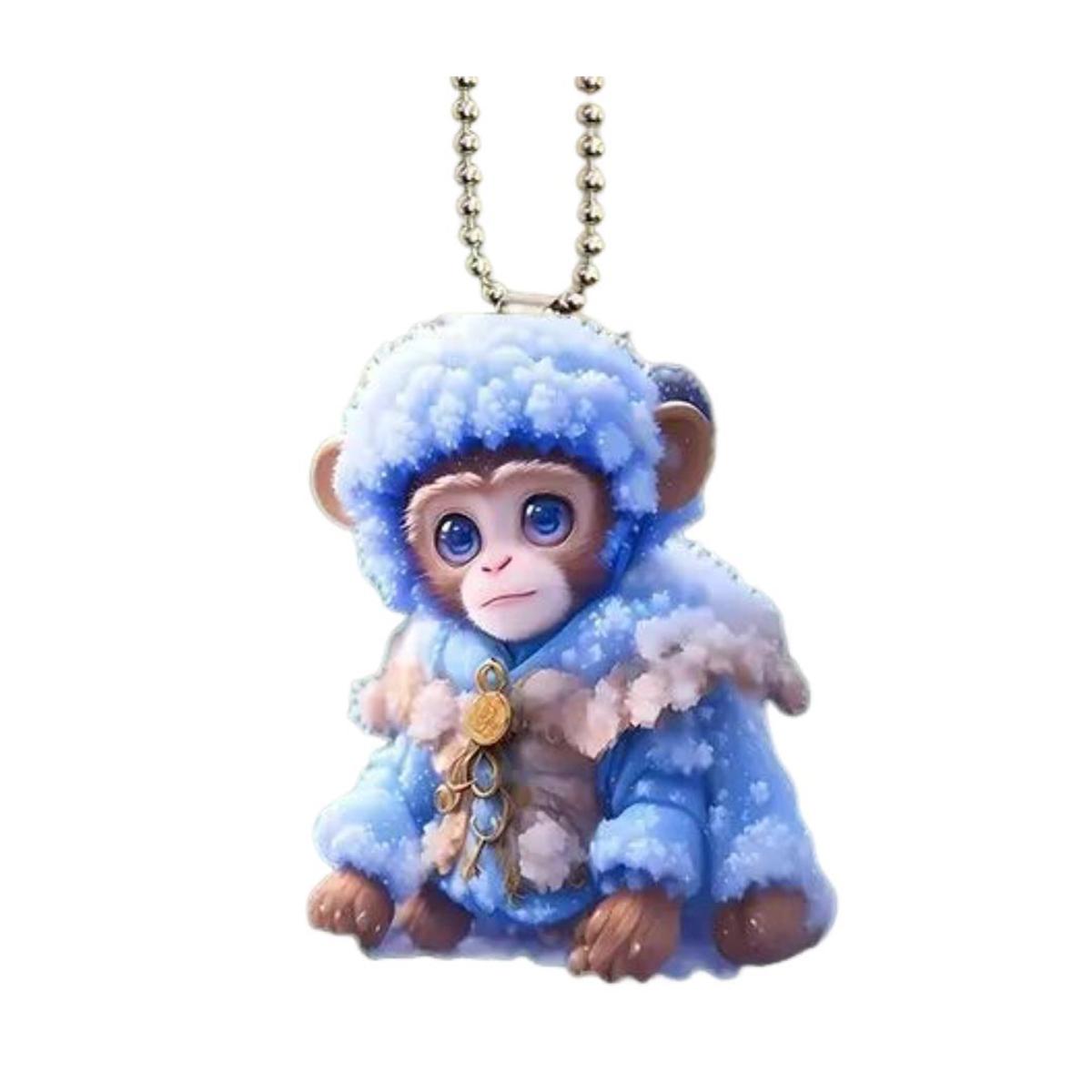 

Автомобильная подвеска Yousheng с шнурком, легко подвешивается, забавная 2D синяя обезьянка, подвесное украшение для зеркала заднего вида Monkey