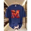 Fashionable Men's Letter M Pattern Printed Comfortable Soft Breathable International T-shirt Loose Versatile Plus Size Loose Cotton T-shirt