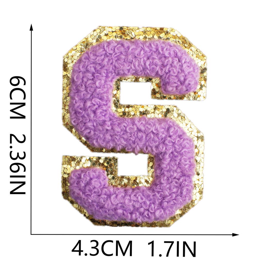 6Cm English Letter Towel Embroidery Patch Sticker Purple Letter Computer Embroidery Label Ironing Embroidery Chapter