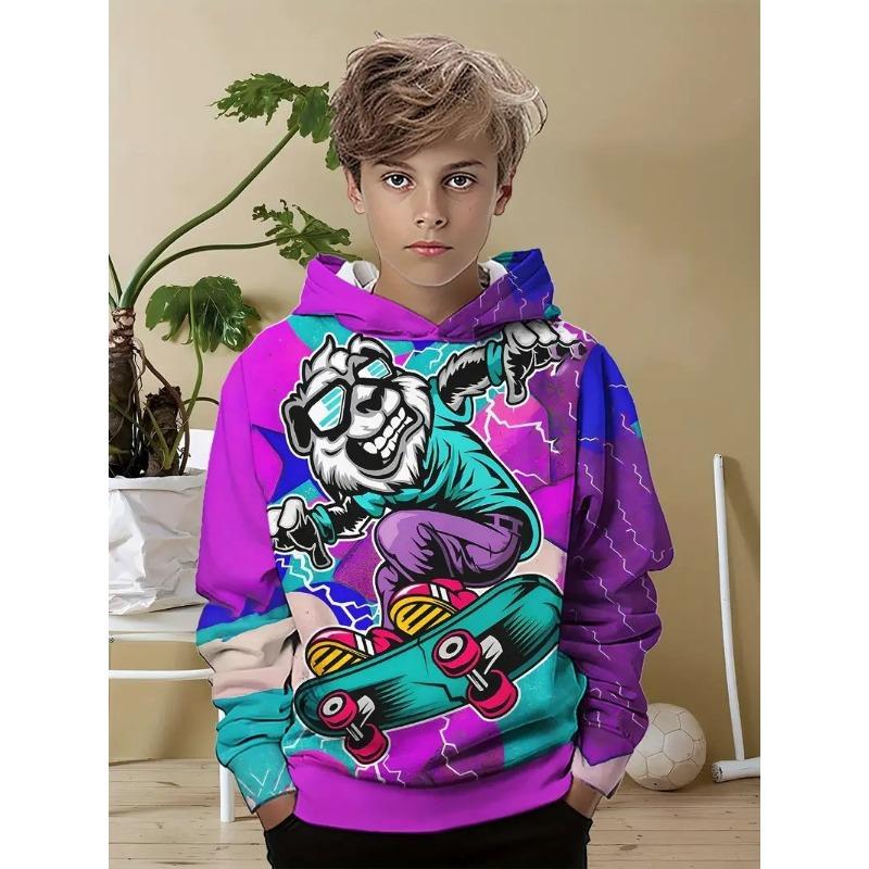 Autumn Cute Cartoon Animal Pattern 3D Printed Hoodies Fashionable Casual Sports Long Sleeved Children's Boy Hooded Sweatshirts