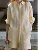 Leinen Oversize Hemd und Shorts Set - Weiß, Lässiger Sommerstil