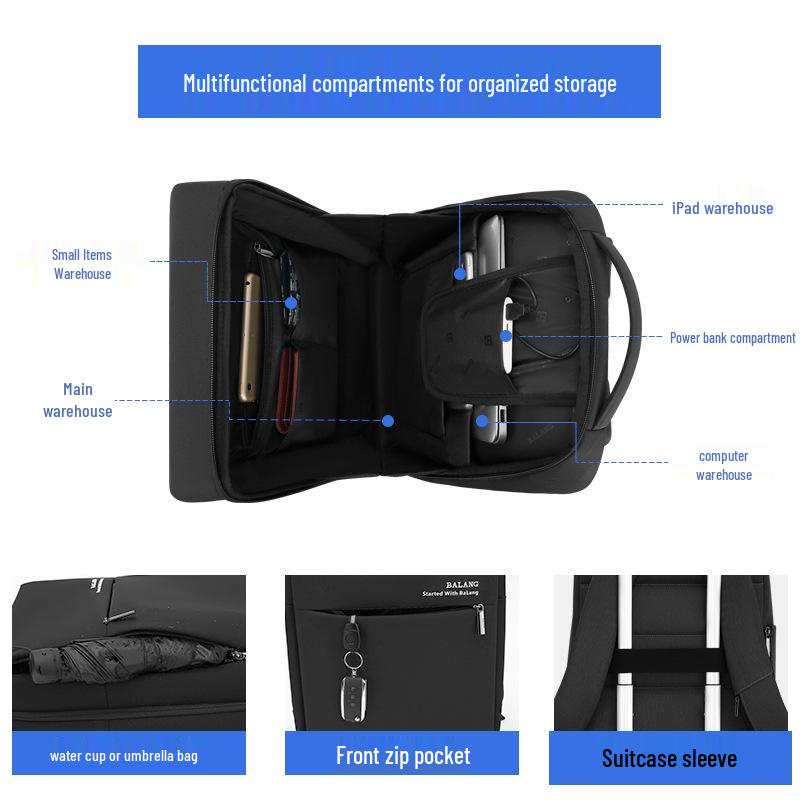 Baron Men's Minimalist Business Backpack: Lightweight, Large Capacity for Travel, Work, and Commute, Fits Laptops.