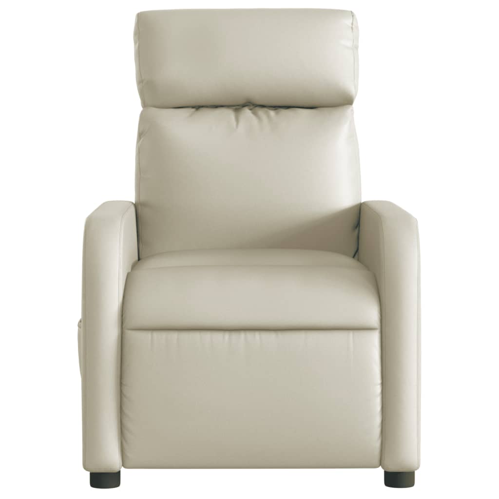 Electric Massage Chair Cream Faux Leather