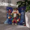 Nutcracker Christmas Pillowcase, Double Sided Polyester Print Cushion Cover for Living Room Sofa Home Decor Holiday Gift