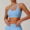 Sloping Shoulder Beauty Back Sports Underwear Women Shockproof Push up Sexy Workout Clothes Running Bra Outer Wear One Shoulder Yoga Vest
