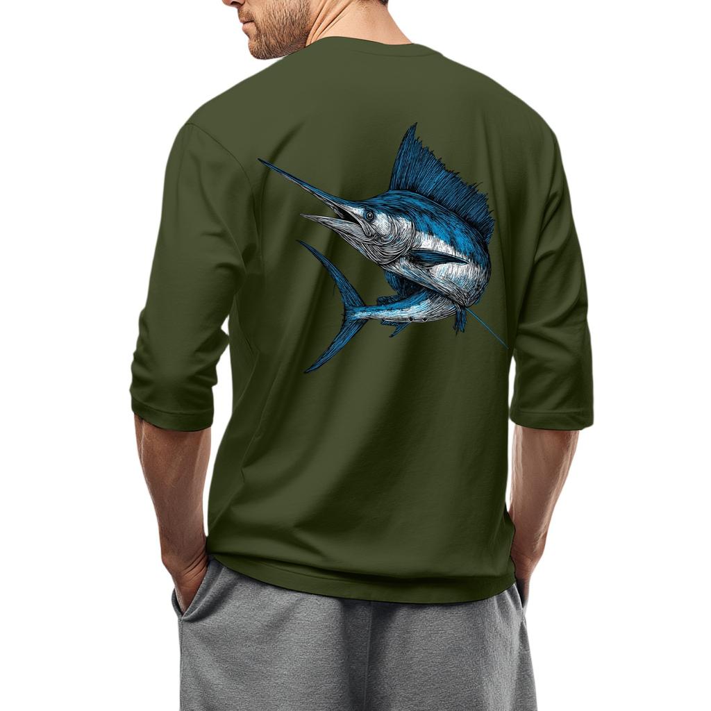 Men'S Round Neck Three-Quarters Sleeve Top Casual Fashion T-Shirt