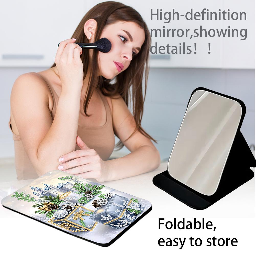 Arte com Diamantes DIY Espelho de Cristal Brilhante Forma Especial Strass Espelho de Maquiagem Espelho de Mesa para Viagem ao Ar Livre Caminhada Piquenique