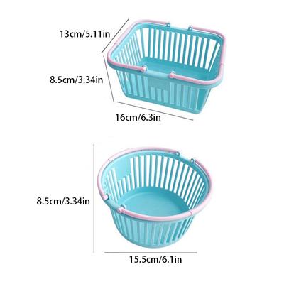 Plastic Basket Organizer Portable Shopping Storage Box Desktop Sundries Toy Fruit Stationery Organizer Home Storage Baskets
