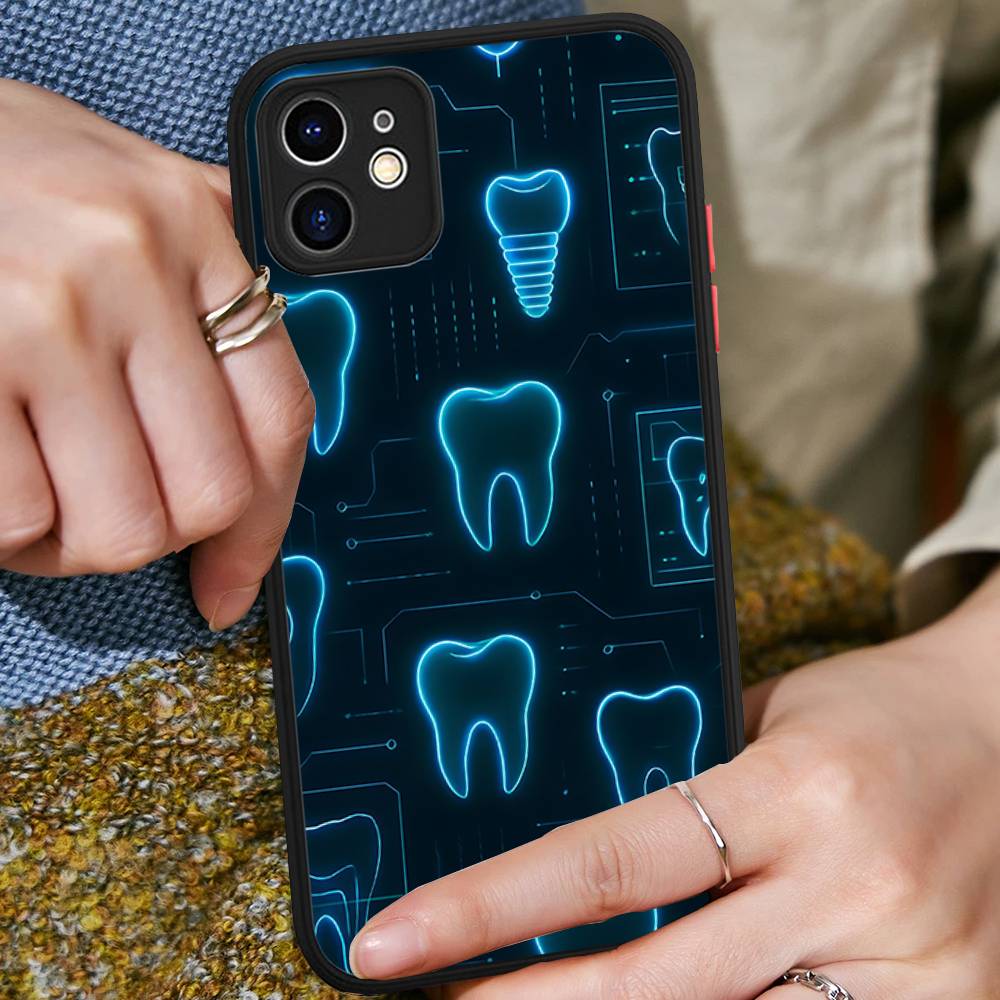 

Dentist Tooth Pattern Phone Case For IPhone 16 15 14 13 12 11 Pro Max 7 8 6 6s Plus Matte Cover iphone 12pro max