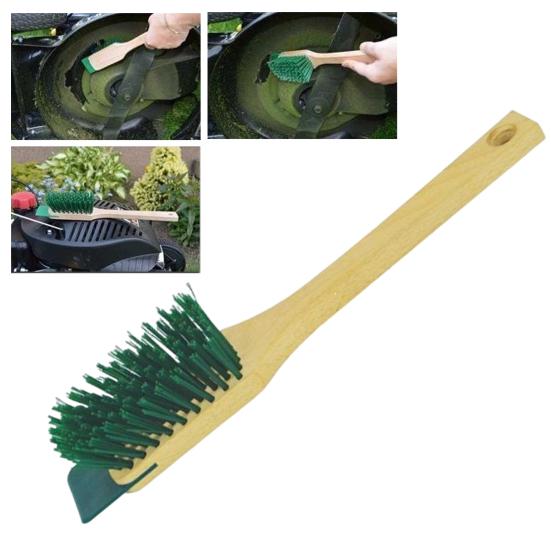 Lawn Mower Brush Compact Size Wooden Handle Cleaning Brush Lawn Mower Accessory Brush Grass Clipping Dirt Removal Tool