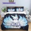 Nine-Tailed Fox Pattern Bedding Home Decoration Birthday Gift (1 * duvet cover + 2 * pillowcase, without core)