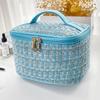 2025 Nova Bolsa Feminina Estilo Tricô Necessaire Portátil Portátil Portátil Necessaire de Maquiagem Moderna Bolsa Grande de Armazenamento