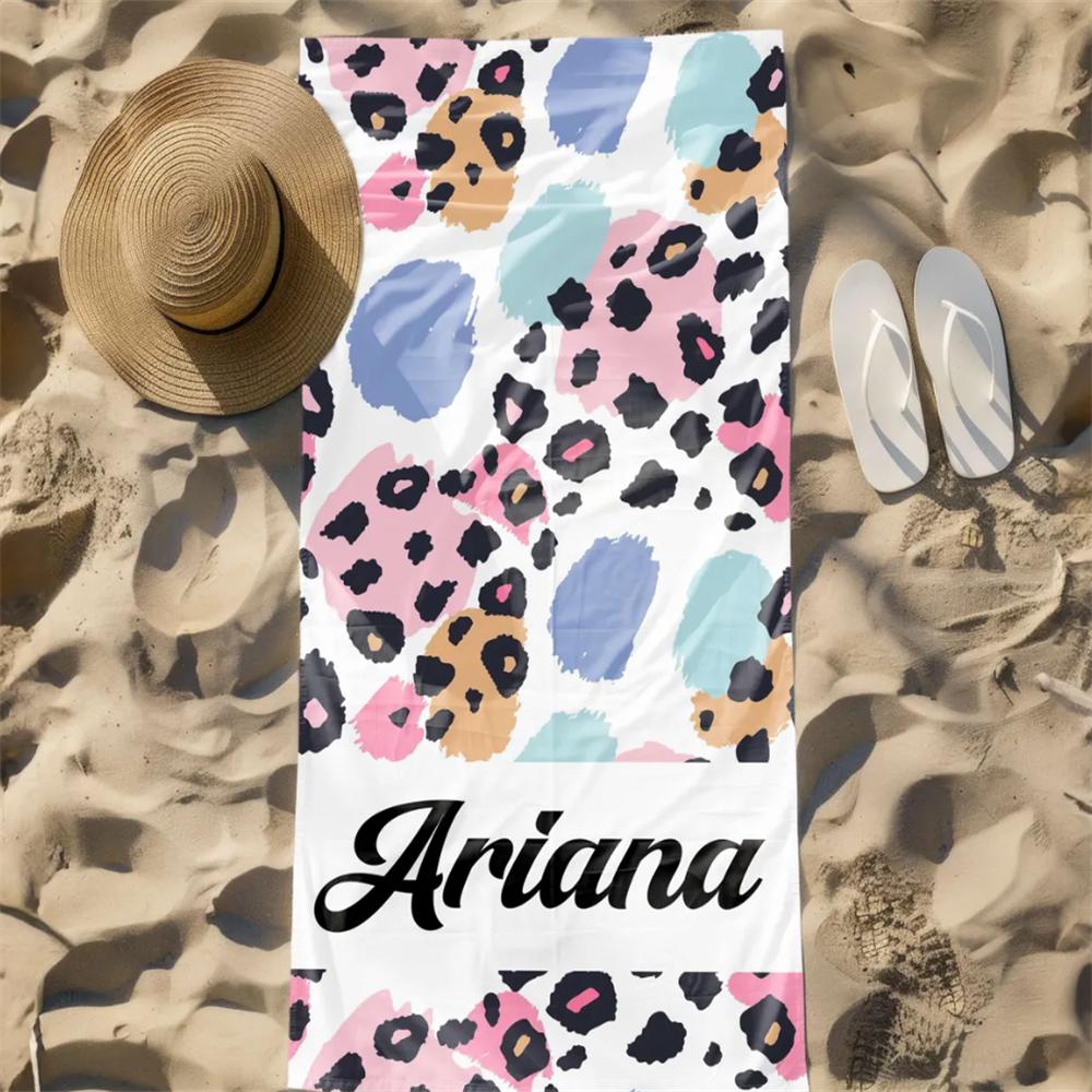 Customized Name Beach Towel 2024 New Bath Towels Stripe Printed Polyester Microfiber Towel Bath Towel Hot Sale Towel for Gift