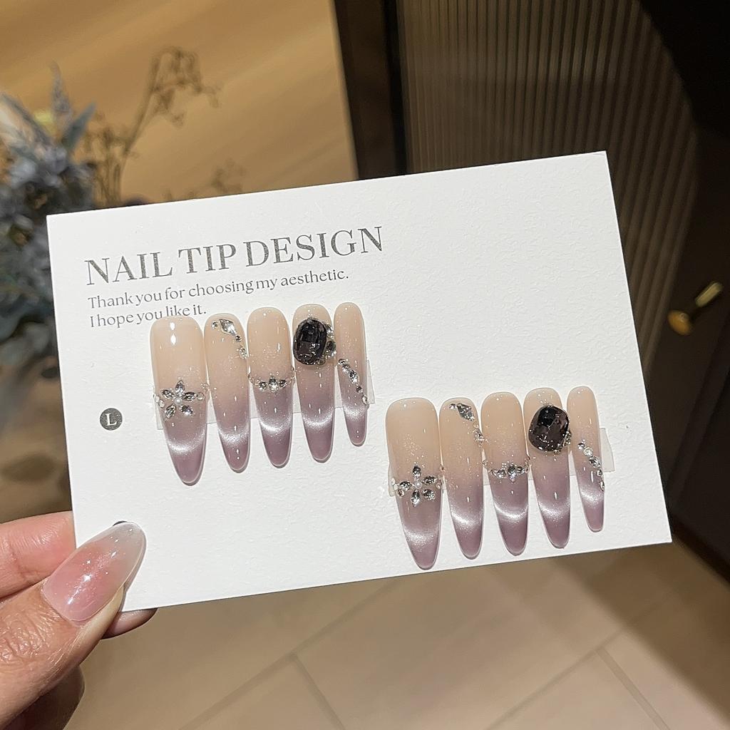 Mist Purple Flashing Violet Light Luxury K9 Diamond Gradient Smile French Cat Eye Wear Armor