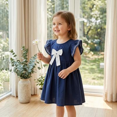Girls' New Year Greeting Dress New Style Children'S Spring Festival Embroidered Short-Sleeve A-Line Dress