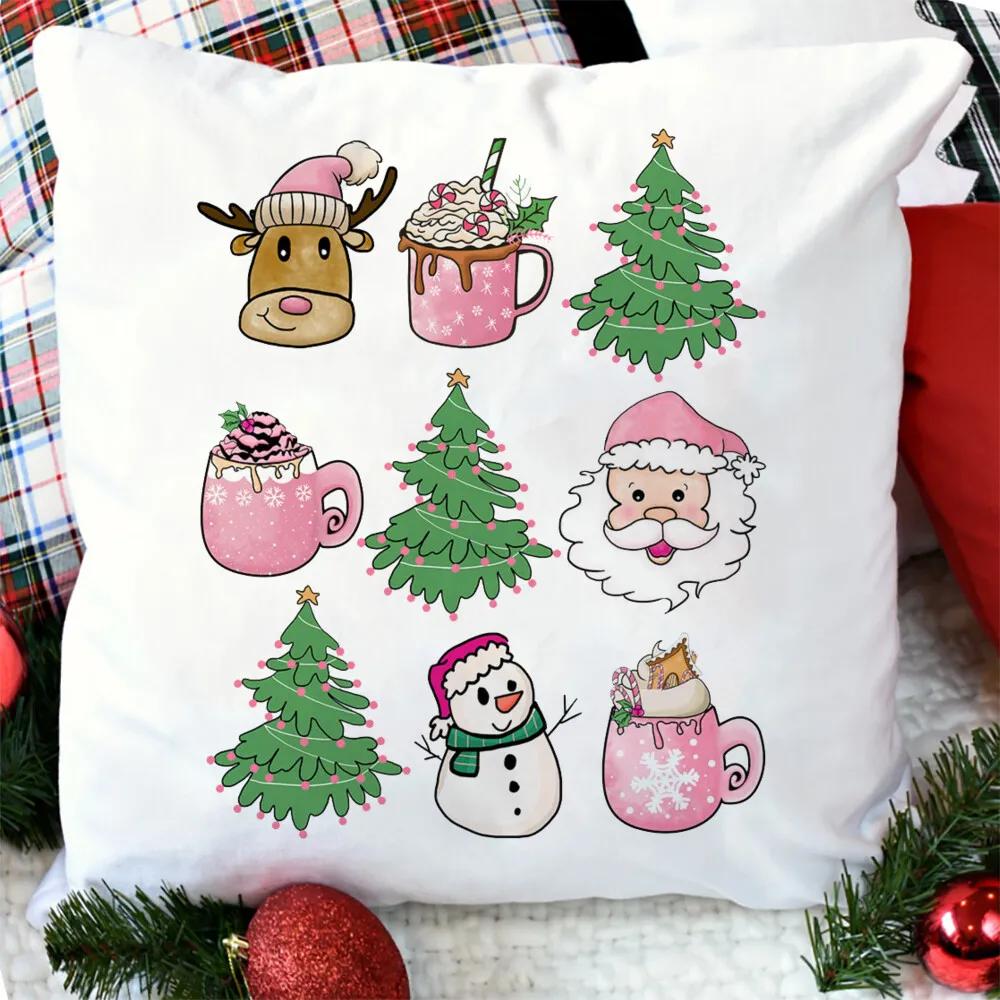 merry christmas printed Pillow Case christmas derco Pillow Dust Cover Bedroom Kids pink xmas Party Decoration Pillowcase gifts