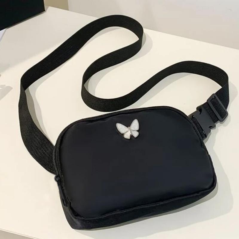 Elegant Compact Butterfly‑Design Crossbody Bag Trendy Adjustable Wide Strap Nylon Mini Purse for Women Outdoor Daily Activities