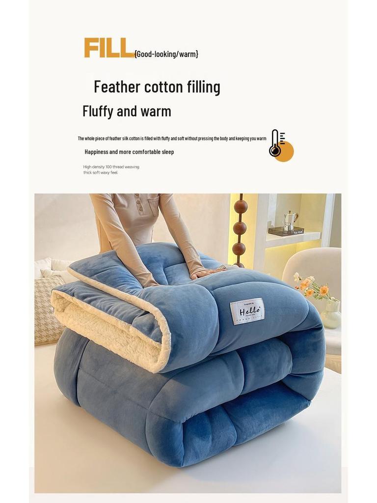 Populaire Winter Melkfluweel & Lamswol Dekbed - Dik Warm Katoenen Dekbed & Matrasbeschermer voor Eenpersoons-/Tweepersoonsbed