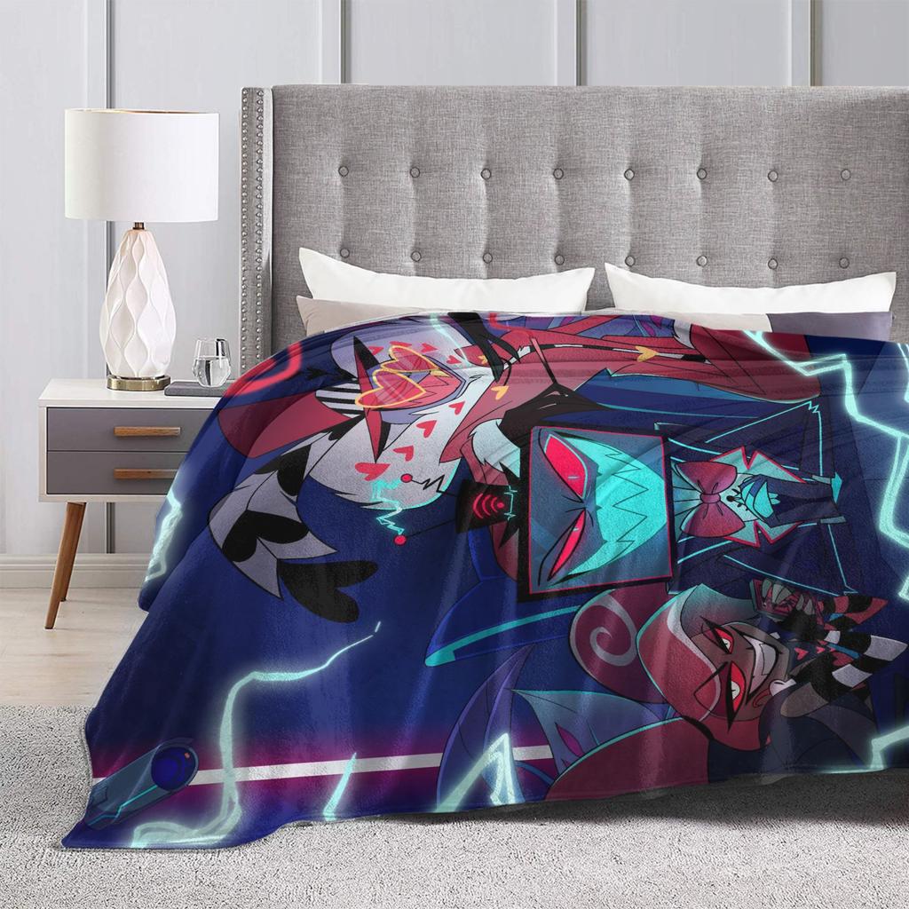 Cartoon Hazbins Hotels Blanket Flannel Spring Autumn  Portable Soft Throw Blankets for Home Office Bedding Throws