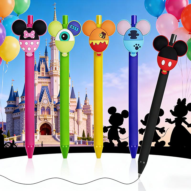 

Disney Mickey Neutral Pen Cartoon Head Shape Ballpoint Pen 0.5mm Student Creative Stationery Office Signature Pen Gift Pen 5pcs