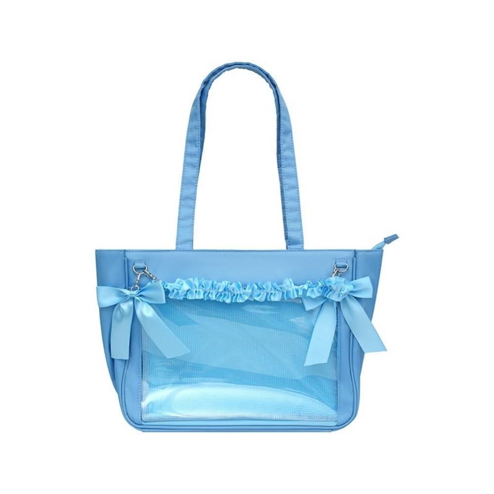Cute Large Capacity Bow Ita Shoulder Bag Clear Japanese Style Transparent Pocket Itabag Sweet Badge Display Shoulder Bag Ladies