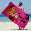 Vibrant Fox & Lily Print Beach Towel Patterned Sunscreen And Windproof Suitable For Swimming Pool Camping Travel