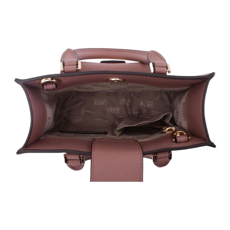 MICHAEL KORS Luggage series Bridgette solid color accordion bag commuter chain leather crossbody bag handbag women's dry rose color