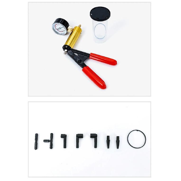 Portable Brake Bleeder Kit Durable Aluminum 2 In 1 Brake Fluid Drain Kit Manual With Gauge Vacuum Pistol Pump Tester